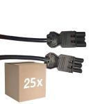 Opakowanie 25x Noxion GST - Kompatybilny Przewód przedłużający Czarny - Męski + Płeć Żeńska - 5m - 3 pole 1,5mm2