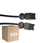 Opakowanie 50x Noxion GST - Kompatybilny Przewód przedłużający Czarny - Męski + Płeć Żeńska - 2m - 3 pole 1,5mm2