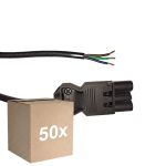 Opakowanie 50x Noxion GST - Kompatybilny Kabel zasilający Czarny - Męski + Końcówki otwarte - 3m - 3 pole 0,75mm2