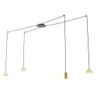 Emibig Lampa Wisząca Fuji Stal Złoty | Nadaje Się Do 1x E14 - Max 10W, 1x GU10 - Max 10W, 2x GX53 - Max 10W