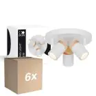 Opakowanie 6x D'Lite Lampa sufitowa Beitem Matowy Valkoinen FSC Drewno | Nadaje Się Do 3x GU10